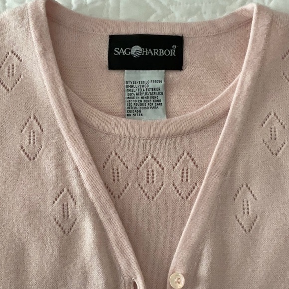 Sag Harbor Women’s 2-Fer Sweater Set Button Front Cardigan Pink Small NWOT - Picture 7 of 11